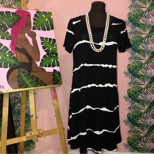 Popyoung Black & White Striped Dress/Tunic Top